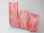 Karoband Landhauskaro Rot mit Draht 40mm Karoband Landhauskaro Rot mit Draht 40mm