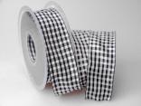 Karoband Landhauskaro Schwarz mit Draht 40mm Karoband Landhauskaro Schwarz mit Draht 40mm