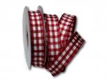 Karoband Vichykaro bordeaux 25mm mit Draht