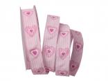 Motivband Antik Heart 25mm rosa mit Draht Motivband Antik Heart 25mm rosa mit Draht