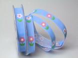 Motivband Blume hellblau 15mm mit Draht