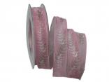 Motivband Farn 25mm rosa mit Draht Motivband Farn 25mm rosa mit Draht