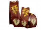 Motivband Herbstlaub braun 40mm mit Draht