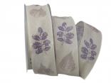Motivband Herbstlaub creme 40mm mit Draht