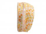 Motivband kleine Blümchen orange 15mm mit Nylonkante