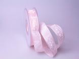 Motivband Kommunion rosa 25 mm mit Drahtkante Motivband Kommunion rosa 25 mm mit Drahtkante