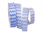 Motivband Modern Waves 25mm blau mit Draht Motivband Modern Waves 25mm blau mit Draht