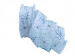 Motivband moderne Blume blau 40mm mit Draht Motivband moderne Blume blau 40mm mit Draht
