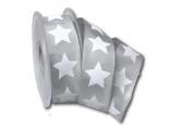Motivband moderner Stern grau 40mm mit Draht