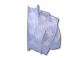 Motivband moderner Stern hellblau 25mm mit Draht