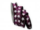 Motivband moderner Stern Lila - Beere 25mm mit Draht
