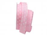 Motivband Punkteband rosa 25mm mit Draht