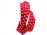 Motivband Punkteband Rot Weiß mit Draht 15mm Motivband Punkteband Rot Weiß mit Draht 15mm