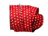Motivband Punkteband Rot Weiß mit Draht 40mm Motivband Punkteband Rot Weiß mit Draht 40mm