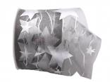 Organza Stern silber ohne Draht 70mm Organza Stern silber ohne Draht 70mm