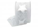 Organza Stern weiß / silber ohne Draht 70mm Organza Stern weiß / silber ohne Draht 70mm