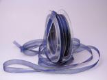 Organzaband 10mm blau mit Goldkante ohne Draht