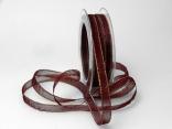 Organzaband 10mm bordeaux mit Goldkante ohne Draht