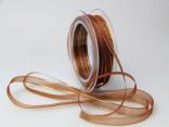 Organzaband 10mm braun mit Goldkante ohne Draht