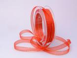 Organzaband 10mm rot mit Goldkante ohne Draht