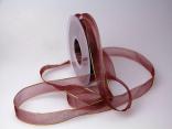 Organzaband 15mm bordeaux mit Goldkante ohne Draht