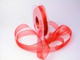 Organzaband 15mm rot mit Goldkante ohne Draht
