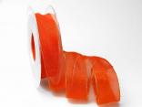 Organzaband 25mm orange mit Goldkante ohne Draht