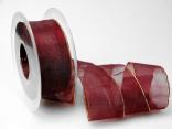 Organzaband 40mm bordeaux mit Goldkante ohne Draht