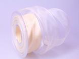 Organzaband Creme mit Draht 40mm Organzaband Creme mit Draht 40mm