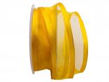 Organzaband Florband Gelb mit Draht 40mm