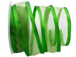 Organzaband Florband Hellgrün mit Draht 40mm Organzaband Florband Hellgrün mit Draht 40mm