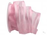 Organzaband Florband Rosa mit Draht 40mm Organzaband Florband Rosa mit Draht 40mm