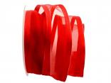 Organzaband Florband Rot mit Draht 40mm