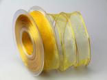 Organzaband gelb mit Draht 25mm