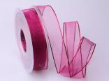 Organzaband pink 25mm mit Draht