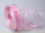 Organzaband rosa 25mm mit Draht