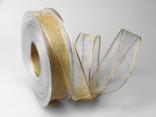 Organzaband toffee 25mm mit Draht