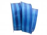 Streifenband Bicolore blau / türkis 40mm mit Draht