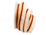 Streifenband Trilogie creme / rot mit Draht 25mm Streifenband Trilogie creme / rot mit Draht 25mm