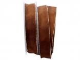 Uniband Goldkante Amerika Dunkelbraun mit Draht 25mm Uniband Goldkante Amerika Dunkelbraun mit Draht 25mm