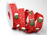 Weihnachtsband Adventskalender 25mm rot mit Draht