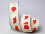 Weihnachtsband Adventskalender 40mm creme mit Draht