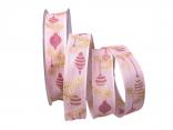 Weihnachtsband Baumschmuck rosa 25mm mit Draht Weihnachtsband Baumschmuck rosa 25mm mit Draht