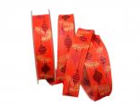 Weihnachtsband Baumschmuck rot 25mm mit Draht Weihnachtsband Baumschmuck rot 25mm mit Draht
