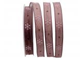 Weihnachtsband Eiskristall braun 15mm mit Draht Weihnachtsband Eiskristall braun 15mm mit Draht