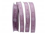 Weihnachtsband Eiskristall flieder 15mm mit Draht