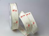 Weihnachtsband Forest 25mm creme mit Draht