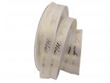 Weihnachtsband Frohe Weihnachten Creme 15 mm ohne Draht Weihnachtsband Frohe Weihnachten Creme 15 mm ohne Draht