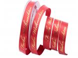 Weihnachtsband Frohe Weihnachten Rot 15 mm ohne Draht Weihnachtsband Frohe Weihnachten Rot 15 mm ohne Draht