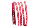 Weihnachtsband Little Stars rot 7mm ohne Draht